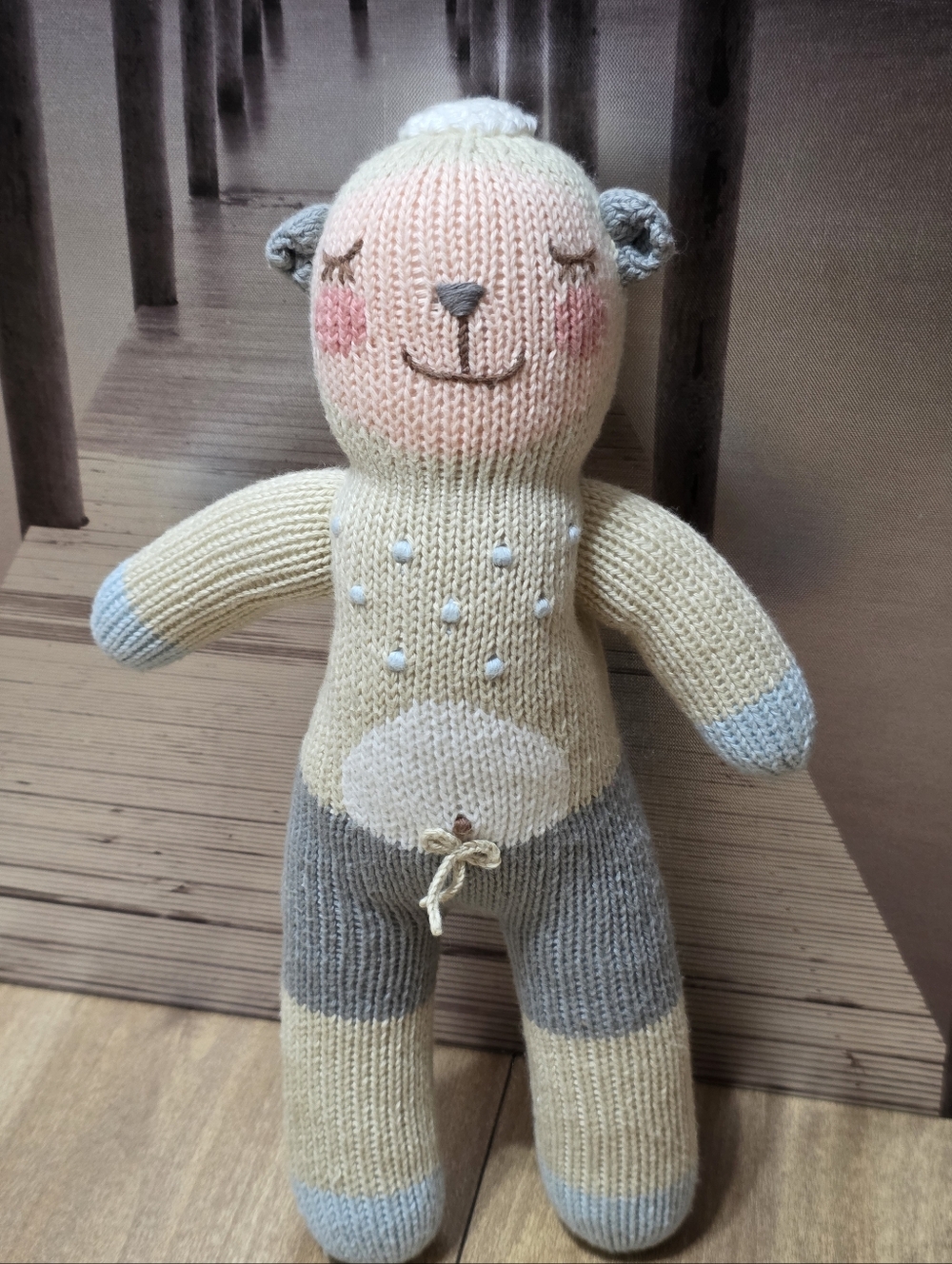 BLABLA Wooly the Sheep Knit Doll Mini 12" Cream Gray Pink Handmade Peru